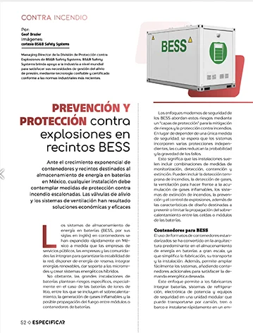 Páginas interiores del artículo sobre prevención y protección contra explosiones en sistemas BESS