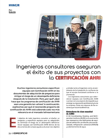 Páginas interiores del artículo sobre Certificación AHRI
